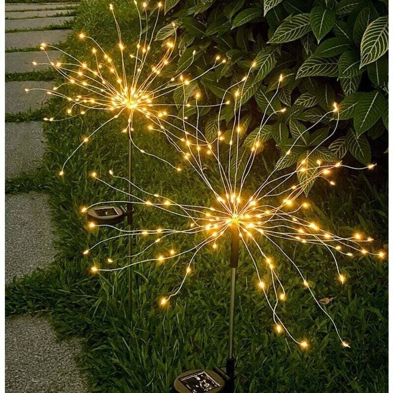 YMYNY Solar-Gartenleuchten – 120 Lichter – Warmweiß, wasserdichtes Solar-Feuerwerk für den Außenbereich, Starburst-Dekor...