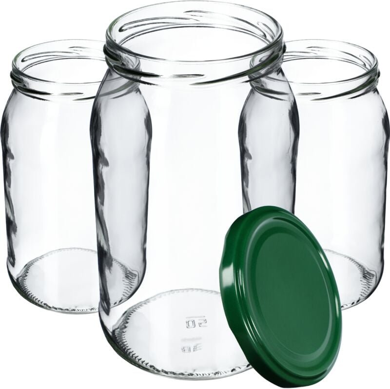 Kadax - 8er-Set Vorratsgläser aus Glas für Schraubdeckel, 900 ml, für Marmelade, Einmachen, Konserven,