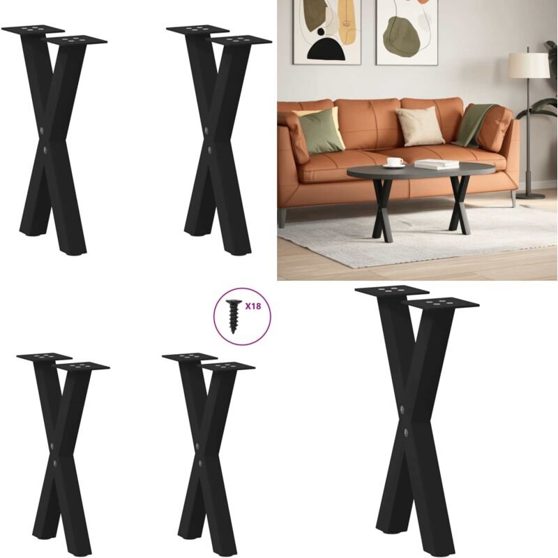 Couchtischbeine X-Form 2 Stk. Schwarz 28x(42-43) cm Stahl - Vidaxl