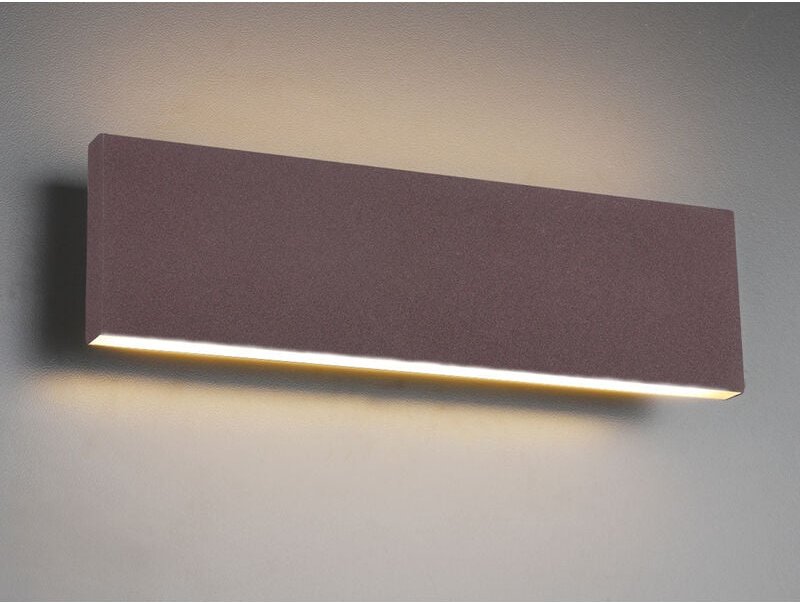 Trio - Flache led Wandleuchte concha Up and Down Rostoptik - 3 Stufen Dimmer, b: 28cm