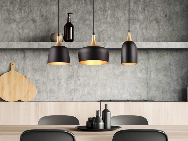 Pendelleuchte chiraz 3-flammig Metall Schwarz Gold, Breite 63cm