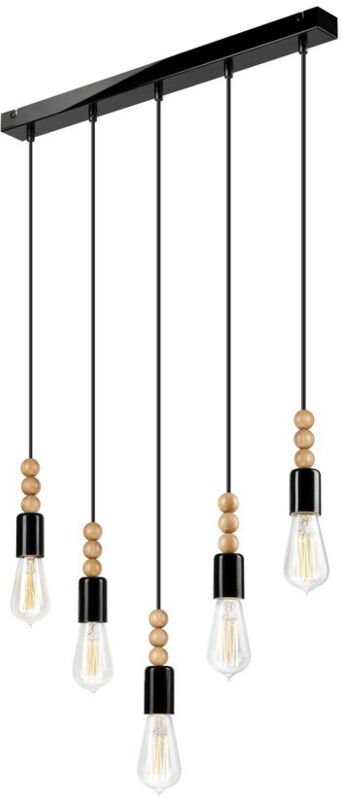 Thumbnail - Lamkur Simon Cluster-Pendel-Deckenleuchte Schwarz, 5x E27