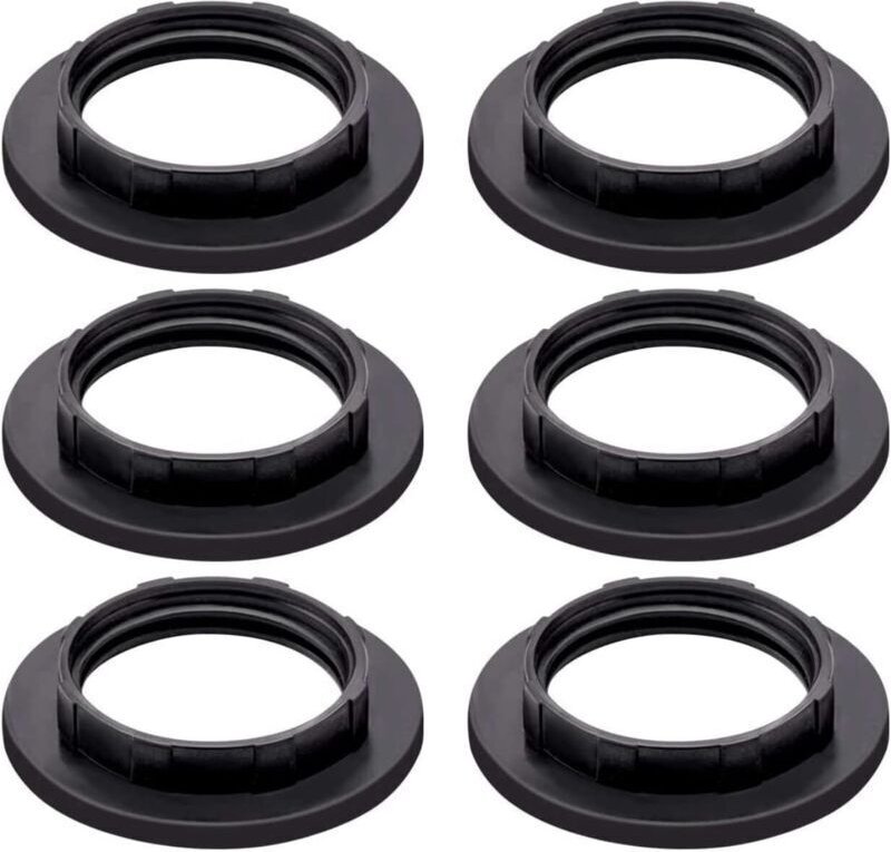 Set mit 6 schwarzen E14-Lampenschirmklemmen aus Kunststoff