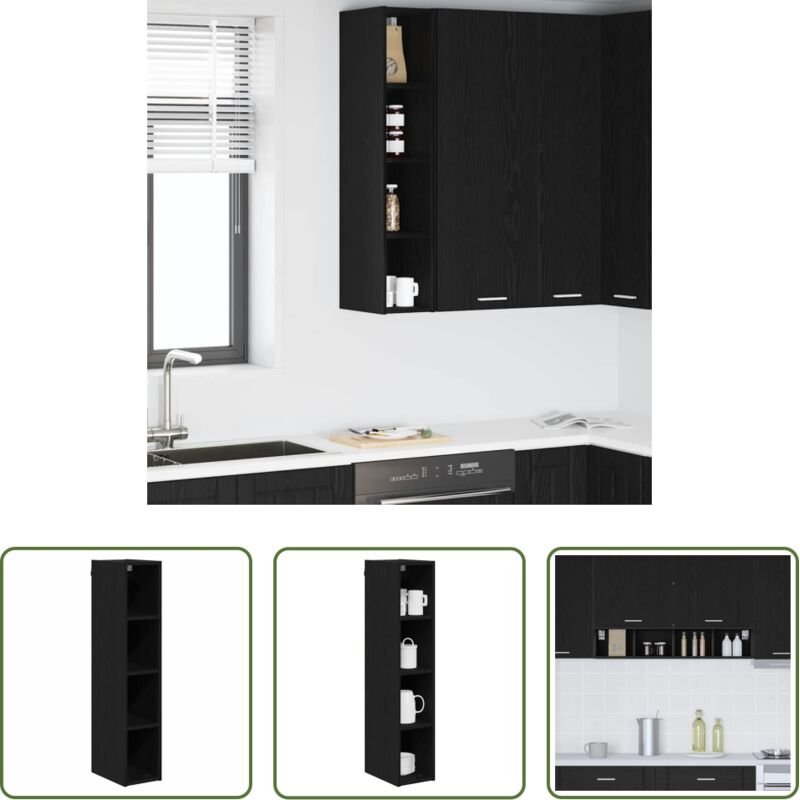 vidaXL Hängeschrank - Hängeschrank Schwarz Eichen-Optik 20 x 29,5 x 100 cm