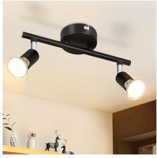 Deckenstrahler Schwarz 2 Flammig Deckenleuchte - Deckenspots GU10 Schwenkbar 330° Drehbar Deckenlampe Modern Metall Spot...