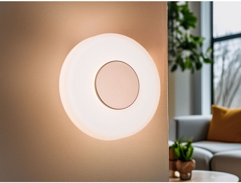 Dimmbare LED Wandleuchte CELESTE mit Glasschirm Weiß, Ø 22cm