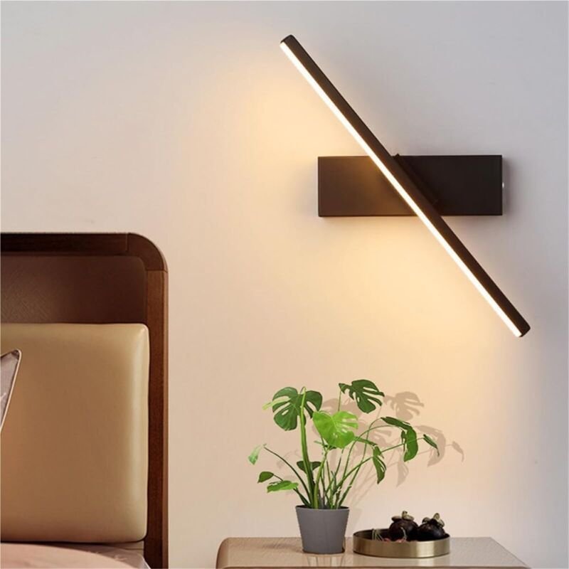 NICOLA Schlichte und moderne LED-Wandleuchte für den Innenbereich, linear und verstellbar, Schwarz (30 cm), warmes Licht