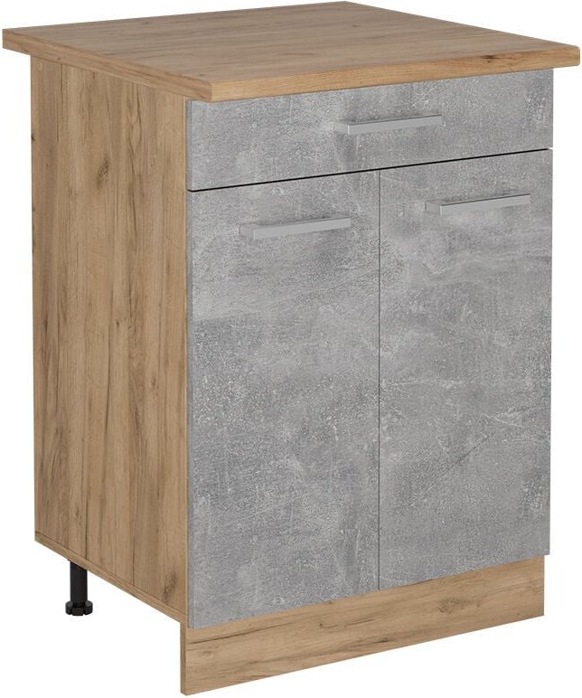 Vicco - Küchenunterschrank R-Line, Beton, 60 cm mit Schublade, ap Eiche