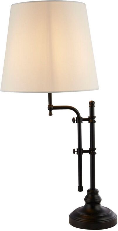 Munich Verstellbare Tischlampe, Mattschwarz, Leinenschirm