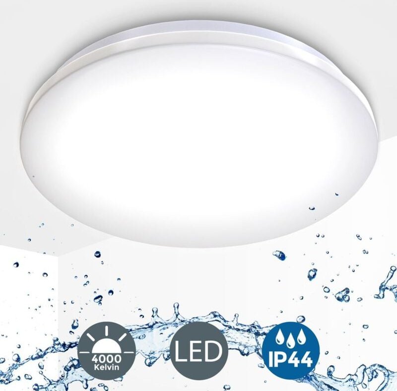 B.k.licht - Deckenleuchte Ø29 cm - 12W, 1200lm, led, IP44, neutralweiß, weiß