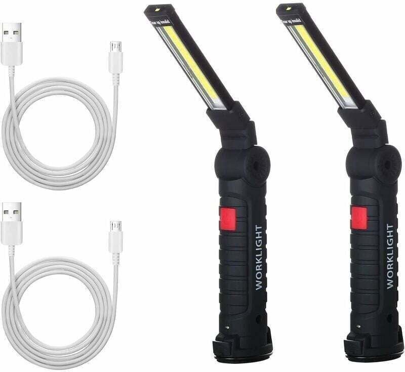 x COB-LED-Arbeitsleuchte, wiederaufladbare Werkstattleuchte, COB-Taschenlampe, LED-Arbeitsleuchte mit Magnetfuß, Inspekt...