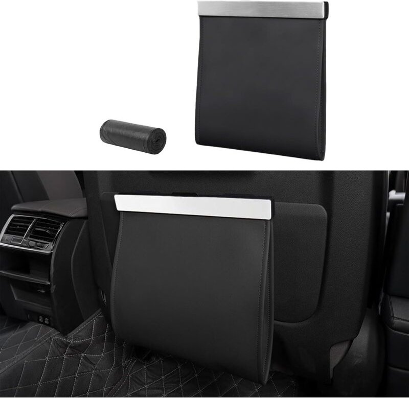 Auto-Mülleimer aus PU-Leder für den Innenraum, Mini-Magnet-Mülleimer, einfache Sitzmontage, Autozubehör für SUVs, LKWs u...