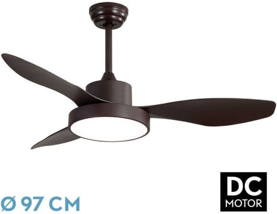 Abrila - Ventilator dc hayate Braun mit drei Flügeln mit 6 einstellbaren Geschwindigkeiten mit 3 Temperaturen ofLicht In...