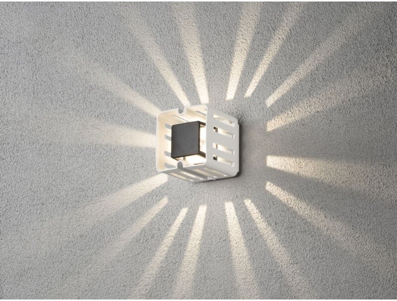 Konstsmide - led Außenwandleuchte pescara eckig, Alu weiß, 300 Lumen, IP54