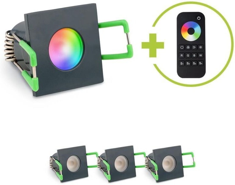 Einbaustrahler Mini Livorno eckig 3W RGBW IP65 - Farbe: anthrazit RAL 7016 - Anzahl: 4x