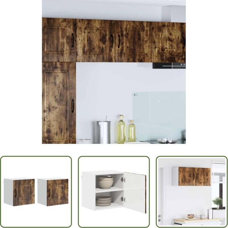 vidaXL Geräucherte Eiche - Küchenschrank Kalmar 2 pcs Geräucherte Eiche 40 x 31 x 40 cm
