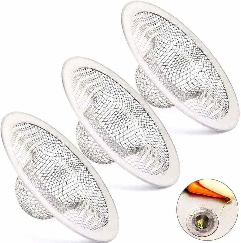 3er-Set Edelstahl-Spülbeckenfilter, Küchenspüle, Gitter, verstopfungssicherer Spülbecken-Abflussfilter für Küchenspüle, ...