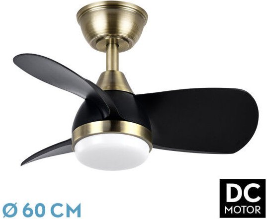 Ventilator Dc 24w Pirdo Leder/Schwarz 3 Flügel 60d 2400lm 6 Geschwindigkeiten 3000-4500-6000k w/ Earthquake, Memory & Ti...