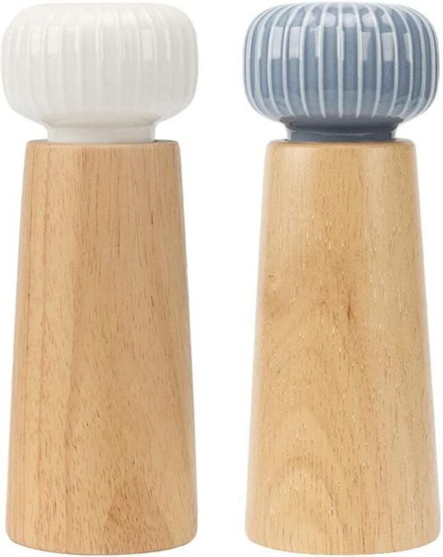 Moulin à sel et poivre en bois avec couvercle en céramique et rotor réglable, pot à épices manuel