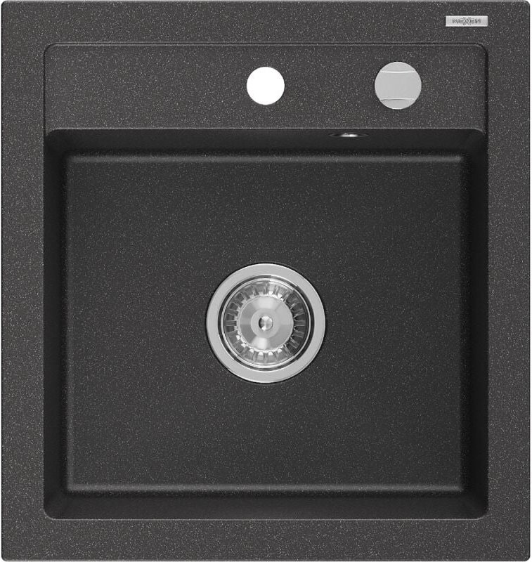 Vito 1-Becken-Granit-Spüle 520 x 490 mm, Schwarz gesprenkelt - 6503521000-76 - Mexen