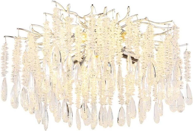 Deckenleuchte Deckenlampe Wohnzimmerlampe Metall silber Glaskristalle D 60 cm