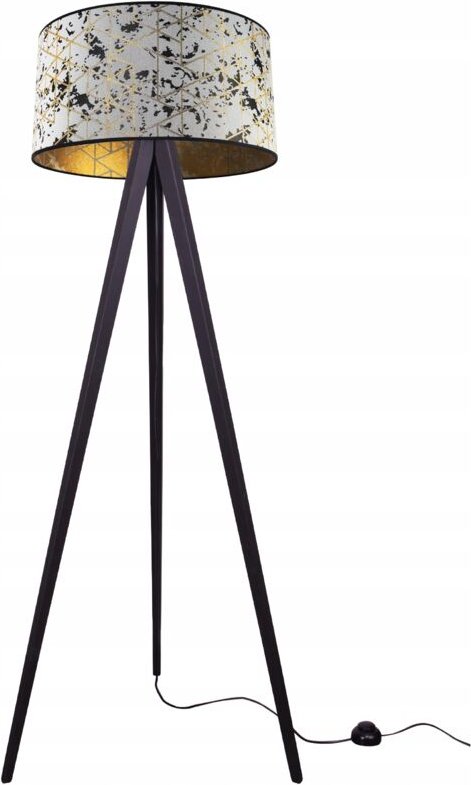 Stehlampe mit Dreibein und Holzlampenschirm, 45 cm