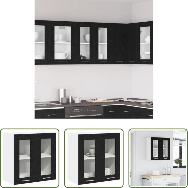 Holzwerkstoff - Hängeschrank Schwarz Eichen-Optik 60 x 31 x 60 cm Holzwerkstoff