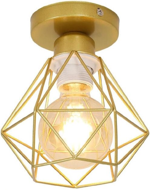 Goeco - Vintage-Industrie-Deckenleuchte im Diamant-Design, Retro-Metall-Hängeleuchte im Käfigstil für Wohnzimmer, Café, ...