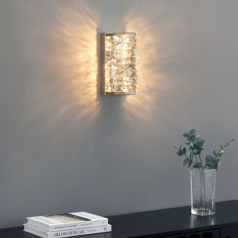 Kosilum - Wandleuchte aus verchromtem Metall und Kristallen -Elina