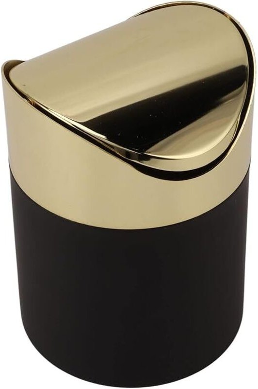 Tisch-Mülleimer, Mini-Mülleimer aus Edelstahl mit goldenem Deckel, Haushalts-Mülleimer für den Schreibtisch, Papierkorb ...