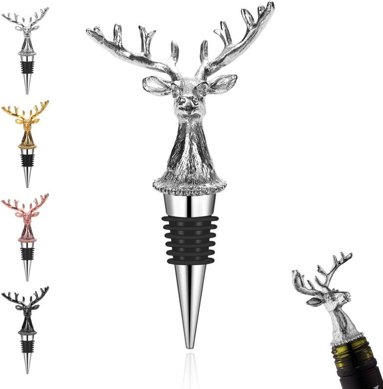 Weinverschluss aus Zinklegierung, Flaschenverschluss mit Hirschkopf-Motiv