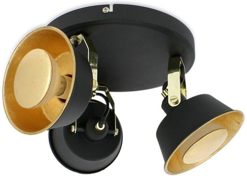 Arum Lighting - ridley Schwarz und Gold 3 Köpfe Deckenleuchte mit GU10 Warmweiß led Glühbirne