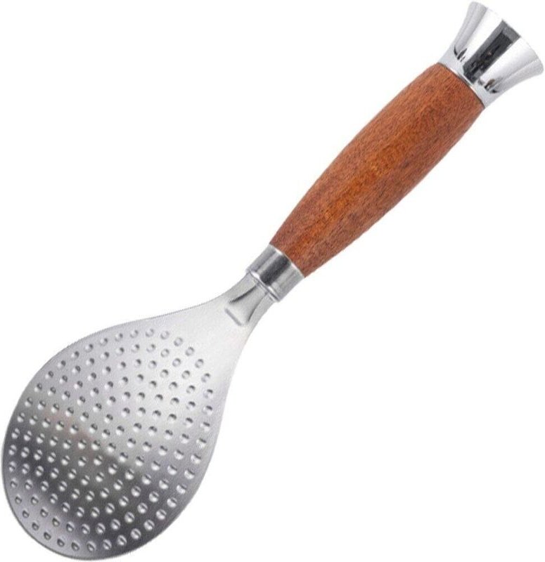 Reislöffel (1 Stück) aus Edelstahl 304 mit Holzgriff, 3D-Design, abgerundeten Kanten, hitzebeständig, Küchenutensil.