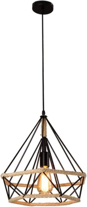 Vintage Pendelleuchte E27 Metall Käfig Hängende Deckenleuchte 25CM Schwarz für Küche Esszimmer