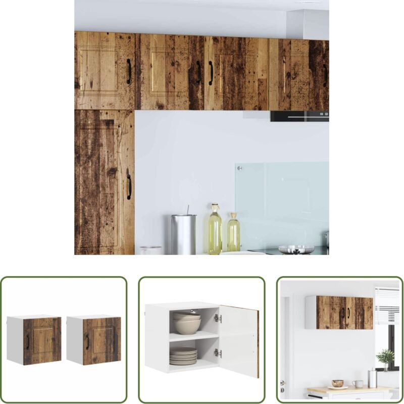 Holzschrank - Küchenschrank mit Speicher Kalmar 2 pcs Altholz 40 x 31 x 40 cm
