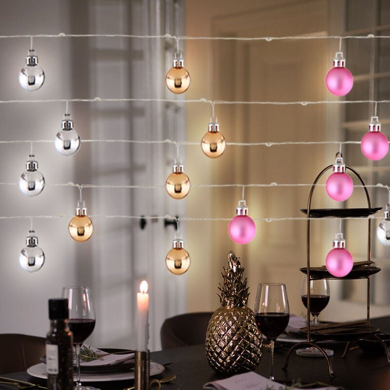 Led Lichterkette Weihnachten Leuchtkette 100x Kugeln bunt Dekoration, 5x 20 0,03W warmweiß, l 220 cm