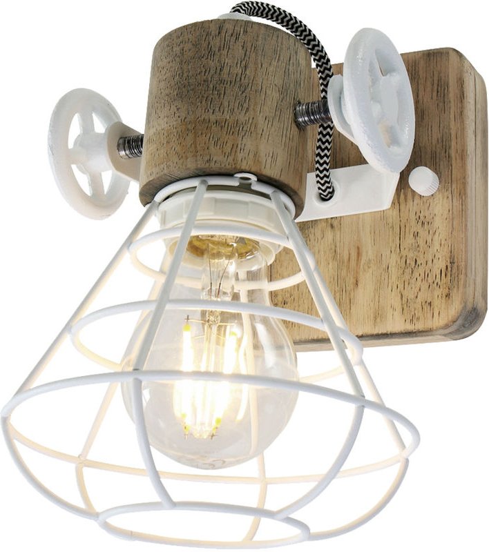 Steinhauer - Retro Wand Lampe Wohn Zimmer Beleuchtung Holz Spot Käfig Leuchte verstellbar 1578W
