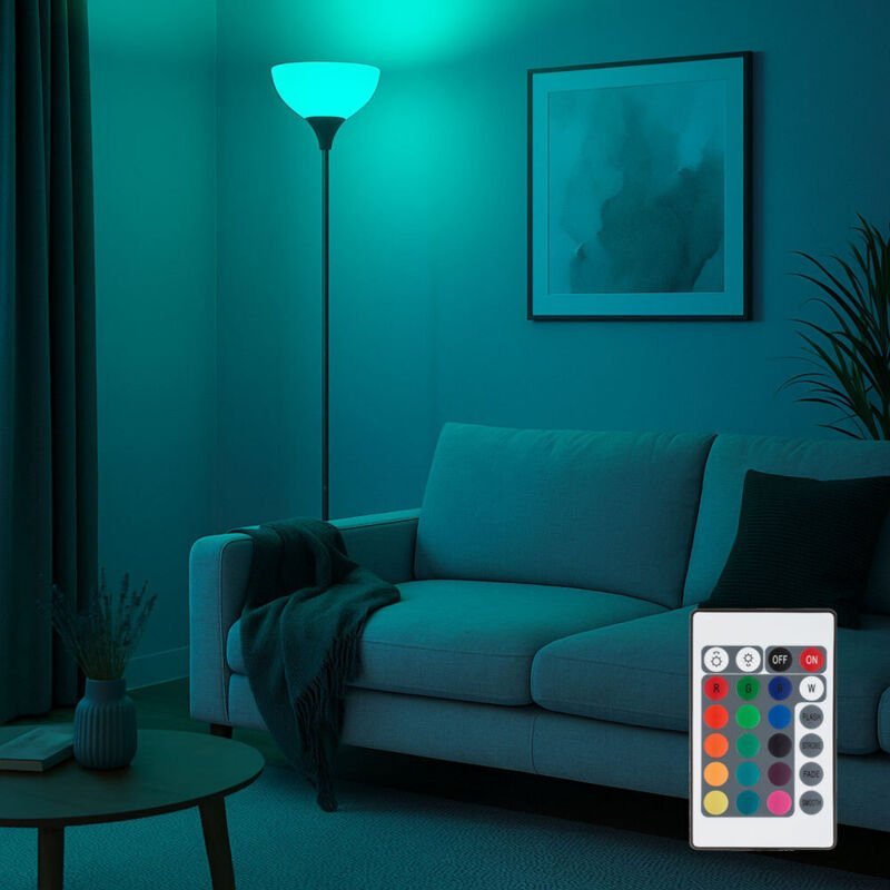 Globo Lighting - led Stehleuchte dimmbar mit Fernbedienung Deckenfluter opal Stehlampe titanfarben Wohnzimmerleuchte, rg...