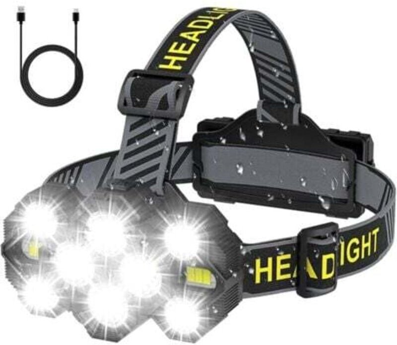 Wiederaufladbare Stirnlampe – Verbesserte Version 2022: 22.000 Lumen, 10 LEDs, 10 Modi, superhelle, freihändige Stirnlam...