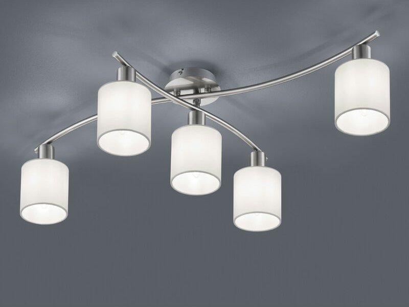 Meinewunschleuchte - 5 flammige led Deckenleuchte mit Stoffschirmen Weiß - Arm schwenkbar, b: 80cm