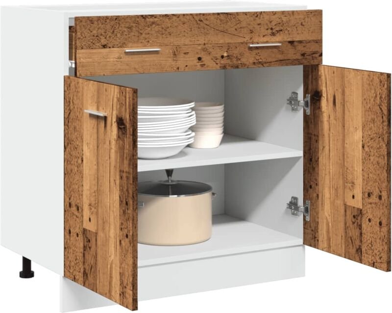 Thumbnail - Schubunterschrank Altholz-Optik 80x46x81,5 cm Holzwerkstoff - Vidaxl