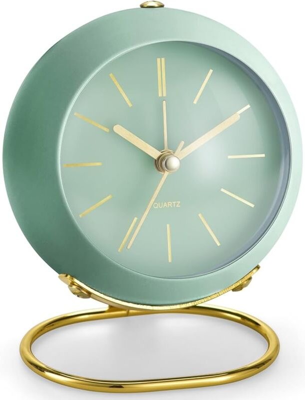 Lntyq Analoger Retro-Wecker ohne Ticken, mit Nachtlicht, leise, einfache Bedienung und lautem Alarm, Geschenk für Mama z...