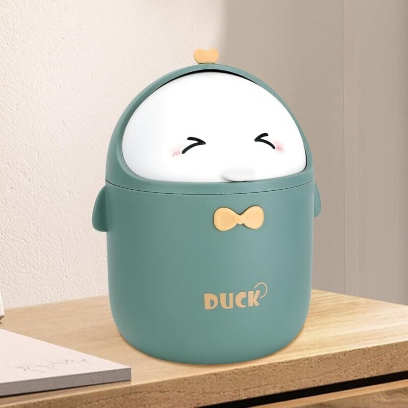 Mini-Tischmülleimer mit Deckel, tragbarer Mülleimer im niedlichen Cartoon-Stil, kleiner Tischmülleimer, für Schlafzimmer...