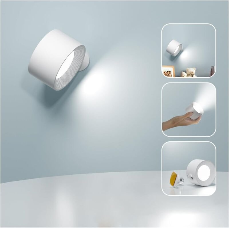 Wandleuchte Innen, Touch led Wandlampe mit usb Ladeanschluss Touch Control, 3 Helligkeitsstufen 3 Temperaturen 360° Dreh...