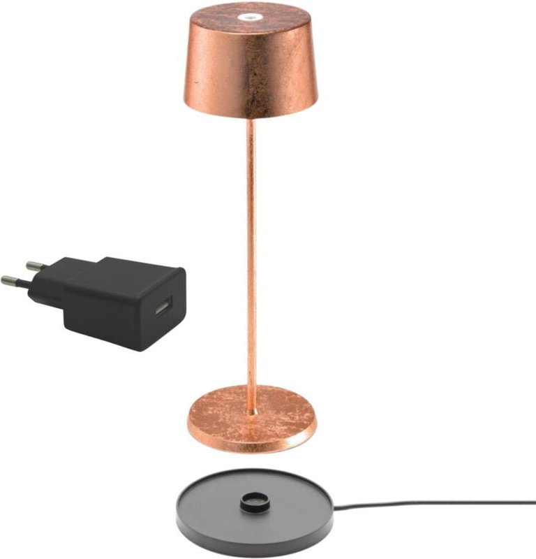 Thumbnail - Zafferano - Olivia Pro Copper Leaf LED-Tischleuchte, wiederaufladbar und dimmbar