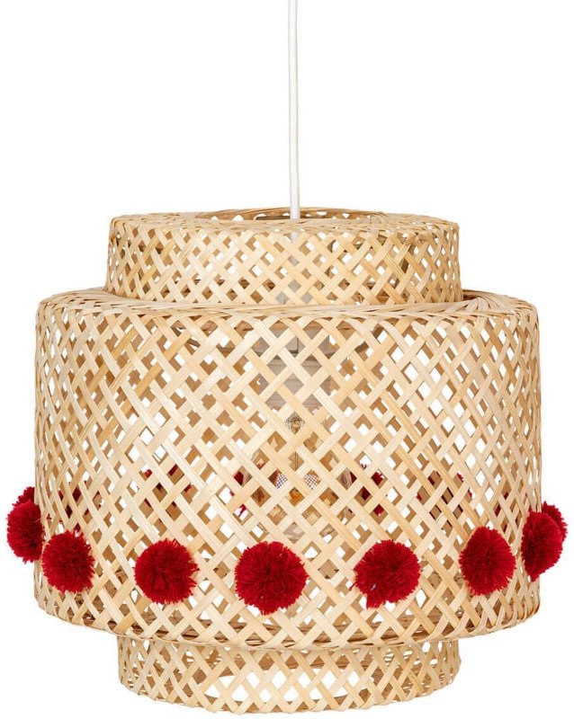 Hängeleuchte Kind Liby Bambus Pompons rot D28cm Atmosphera créateur d'intérieur