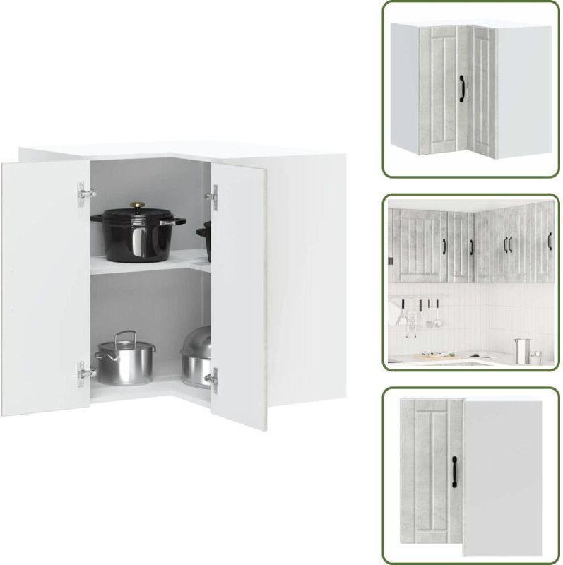 The Living Store Küchen-Eckhängeschrank Lucca Betongrau Holzwerkstoff - Küchenmöbel