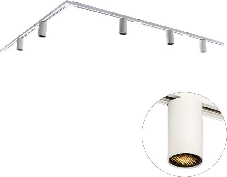 Modernes Schienensystem mit 5 Strahlern weiß 1-phasig GU10 35mm - Iconic Ruby