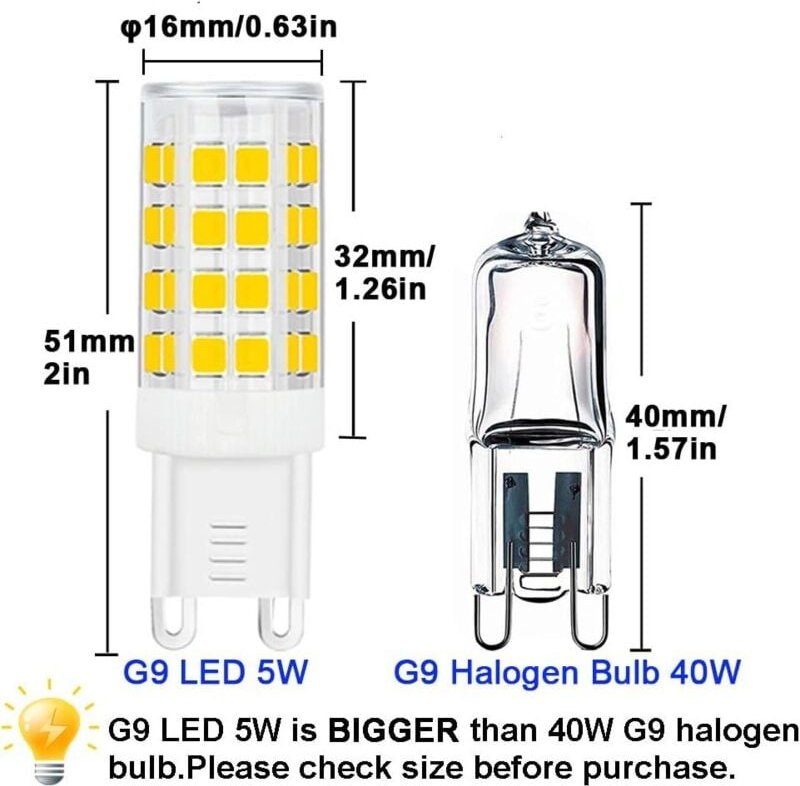 Ahlsen - 10 Stück LED-Fluter, G9-LED-Leuchtmittel, 5 w, warmweiß, kaltweiß, energiesparende LED-Leuchtmittel, Halogen-Er...