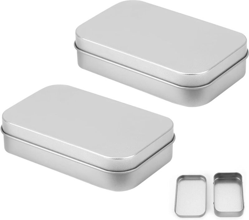 Aufbewahrungsdose aus Metall, Mini-Tragedose aus Silber, 9,4 x 6 x 2 cm, Behälter für Schmuck, Kosmetik, Schlüssel, Süßi...